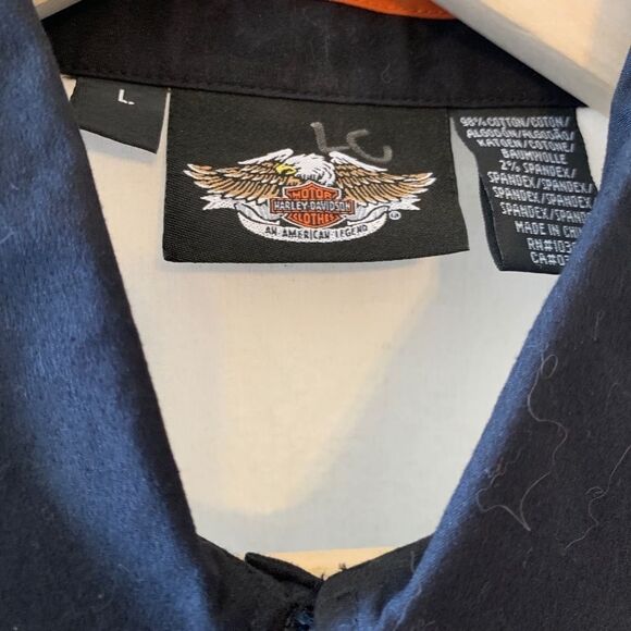 Harley Davidson Black Button Down Shirt Size L - Picture 3 of 4